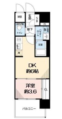レジュールアッシュ アーバンリッシュ(1DK/5階)の間取り写真