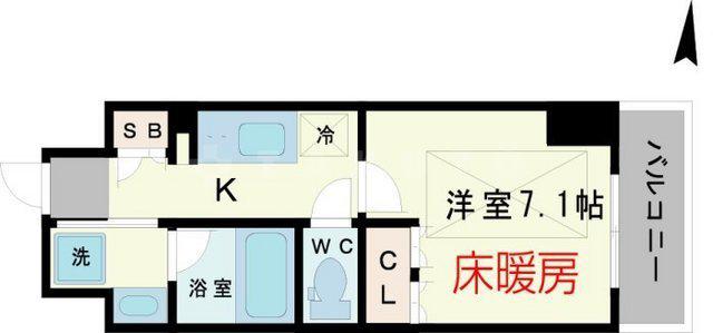 アーバネックス四ツ橋(1K/4階)の間取り写真