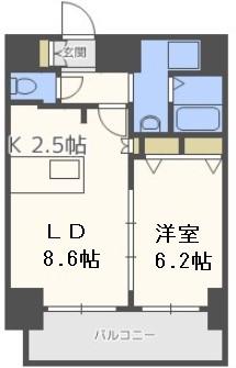プレサンス阿波座ステーションフロント(1LDK/12階)の間取り写真