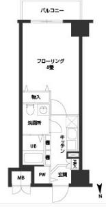 ルクレ難波(1K/9階)の間取り写真