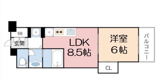 CITY SPIRE桜川Ⅱ(1LDK/3階)の間取り写真
