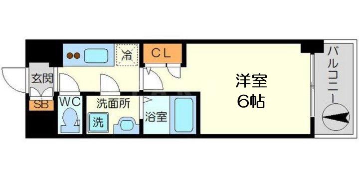 エスリードレジデンス大阪グランノースI(1K/3階)の間取り写真
