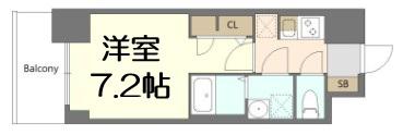 S-RESIDENCE阿波座BOUNCY(1K/7階)の間取り写真