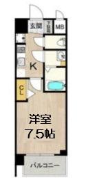 スプランディッド難波サウス(1K/6階)の間取り写真