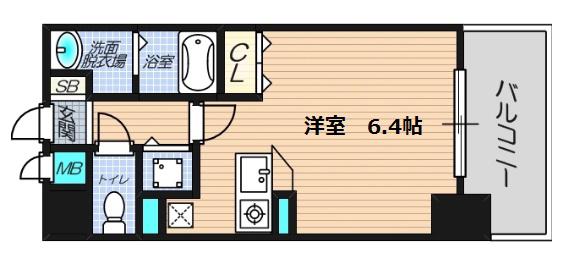 レジディア天神橋(1K/3階)の間取り写真