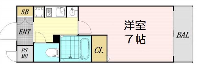クリエイト21アテンドル梅田(1K/4階)の間取り写真