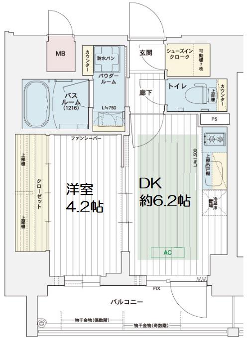 エステムコート大阪福島Ⅱレイヤー(1DK/5階)の間取り写真