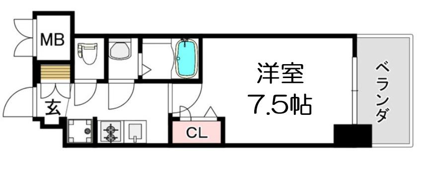 プレサンス堺筋本町センティス(1K/4階)の間取り写真