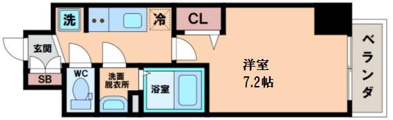 プレサンスOSAKADOMECITYクロスティ(1K/14階)の間取り写真