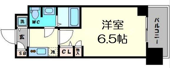 スワンズ谷町セントシティ(1K/3階)の間取り写真