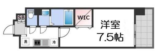 LUXE難波南(1K/12階)の間取り写真