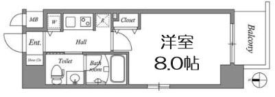 ISM谷町六丁目(1K/15階)の間取り写真