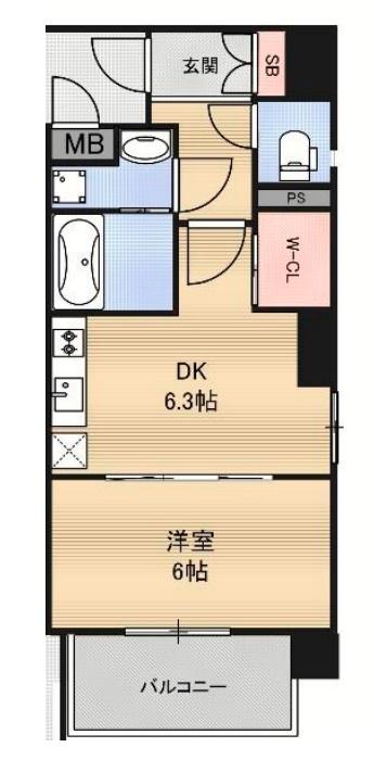 CAVANA梅田北(1DK/5階)の間取り写真