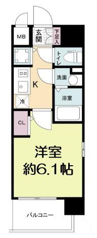 エスリードレジデンス大阪福島イースト(1K/4階)の間取り写真