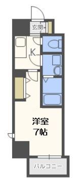 グランルージュ中之島南(1K/8階)の間取り写真