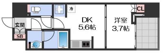 ルフォンプログレ堺筋本町タワーレジデンス(1DK/9階)の間取り写真