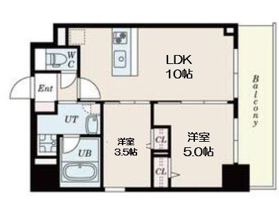 S-RESIDENCE福島DIVERSE(2LDK/14階)の間取り写真