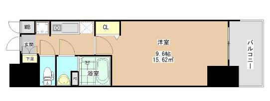 ソルテラスNAMBAフロント(1K/6階)の間取り写真