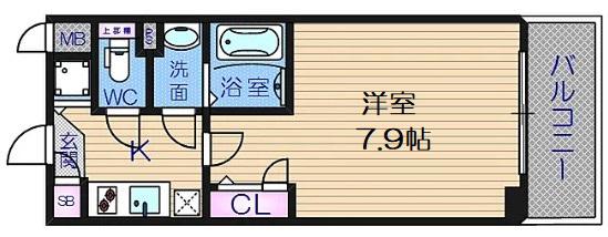 アドバンス上町台2クレイドル(1K/4階)の間取り写真