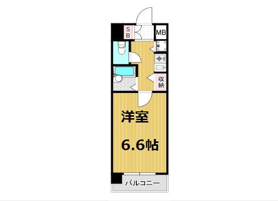 エスティライフ難波西(1K/7階)の間取り写真