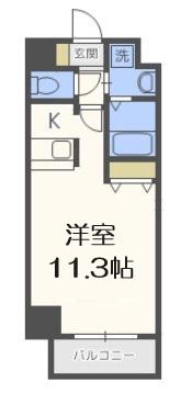 WILLDO松屋町(ワンルーム/6階)の間取り写真