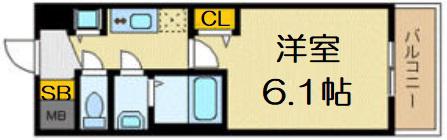 プレサンス松屋町駅前(1K/10階)の間取り写真