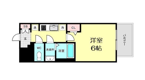 プレリス阿波座BLOOM(1K/6階)の間取り写真