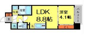 SERENITE本町エコート(1LDK/9階)の間取り写真
