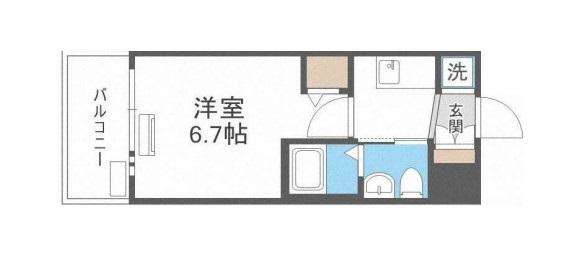 エグゼ弁天町(1K/3階)の間取り写真
