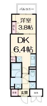 DIMORA靭公園(1DK/12階)の間取り写真