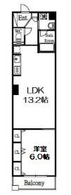 ブラービ南船場(1LDK/6階)の間取り写真