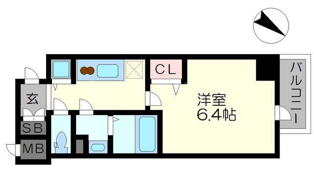 ララプレイス難波シエール(1K/15階)の間取り写真
