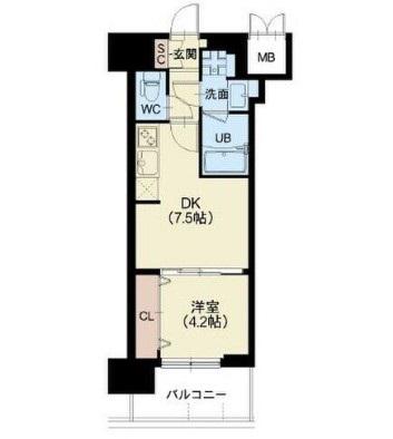 スプランディッド難波III(1DK/7階)の間取り写真