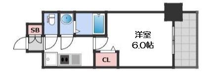 プレリス鶴見緑地グランガーデリア(1K/2階)の間取り写真