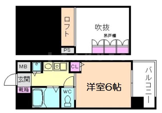 エステムコート梅田東アクアパレス(1K/7階)の間取り写真