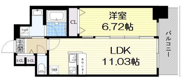 LA DOUCEUR天満(1LDK/11階)の間取り写真