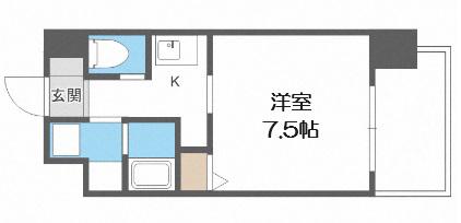 リヴィアスナンバクラス(1K/8階)の間取り写真