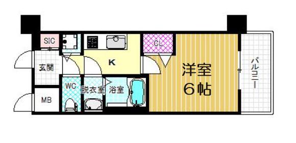 プレサンス大阪ゲートシティ(1K/9階)の間取り写真