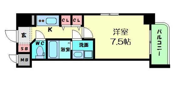 エイペックス内本町(1K/11階)の間取り写真