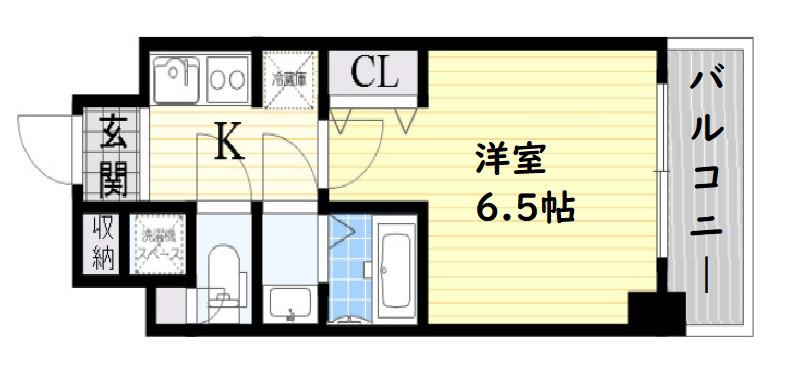 ユーレジデンス淀屋橋(1K/2階)の間取り写真