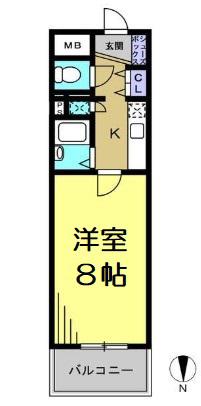 フィレンツェ(1K/3階)の間取り写真