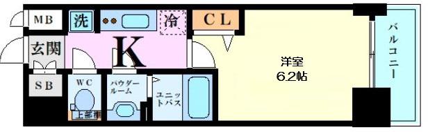 プレサンス堺筋本町ディスティニー(1K/6階)の間取り写真