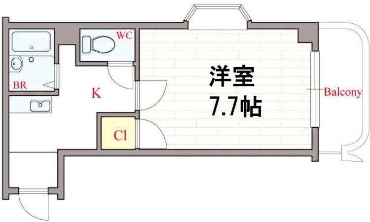 ラフォレスタ(1K/12階)の間取り写真
