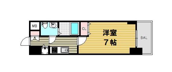 S-RESIDENCE難波BRILLER(1K/4階)の間取り写真