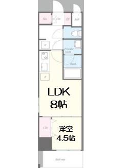 LA CASA新北野2(1LDK/2階)の間取り写真