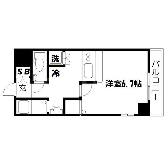 ジュネーゼグラン南堀江(1K/8階)の間取り写真