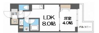 クロスレジデンス阿波座(1LDK/13階)の間取り写真