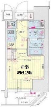 プレサンス心斎橋クオーレ(1K/15階)の間取り写真