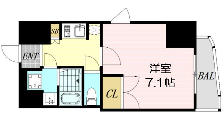 W-STYLE大阪天満宮(1K/13階)の間取り写真