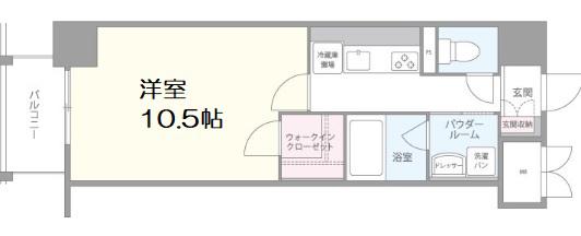 BROU上町台(1K/3階)の間取り写真